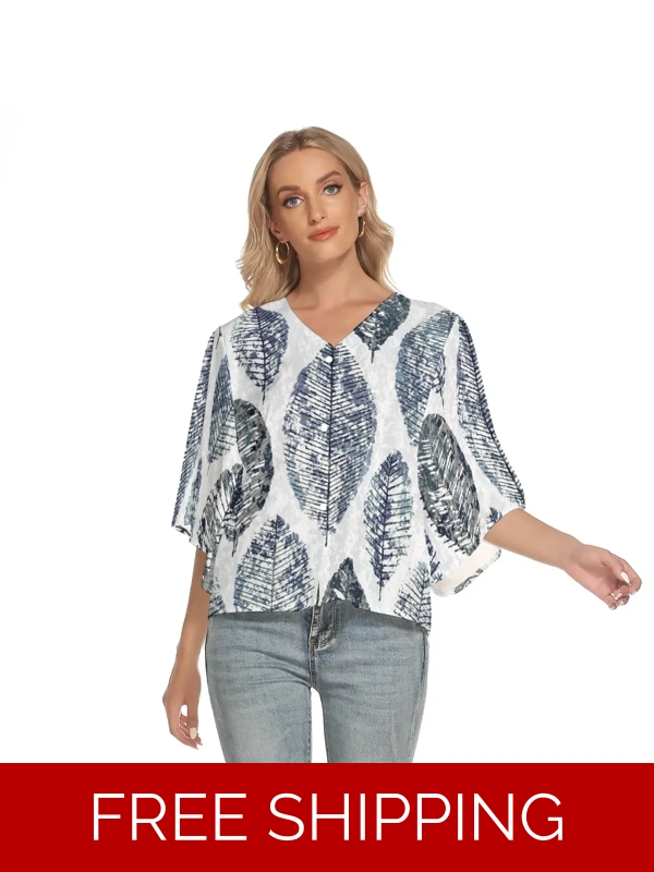 Motiff Shop Bat Sleeve V-Neck Top